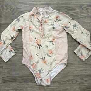 Jessica Simpson Pink Long Sleeve Ruffle Zip One Piece Bathing Suit Size 4T